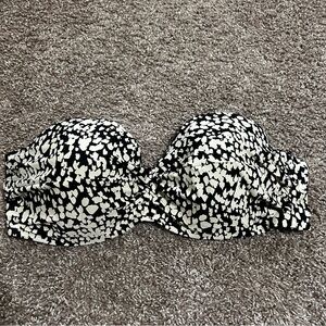 H&M Strapless Bikini Top Black and White 42C